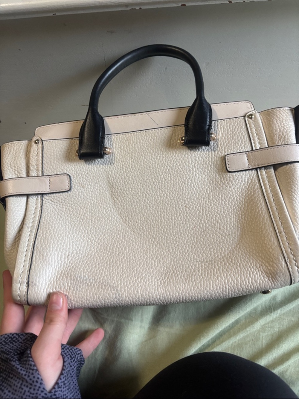 Coach Cream and Black Leather Satchel with Gold Hardware - Picture 9 of 12